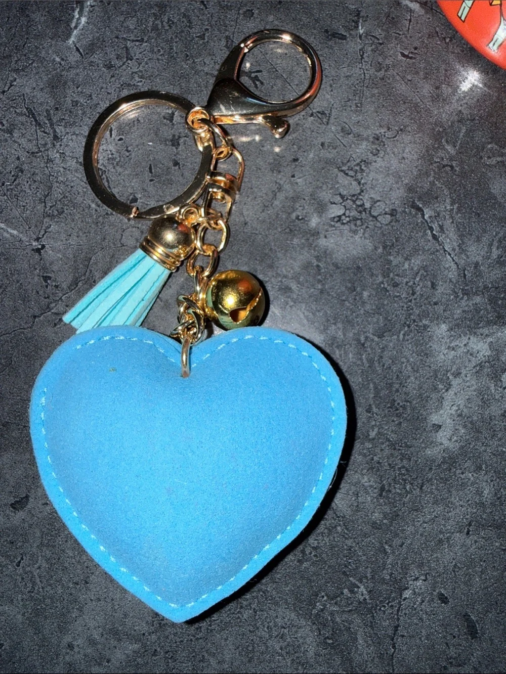 Blue Heart Crystal Keychain with Tassel